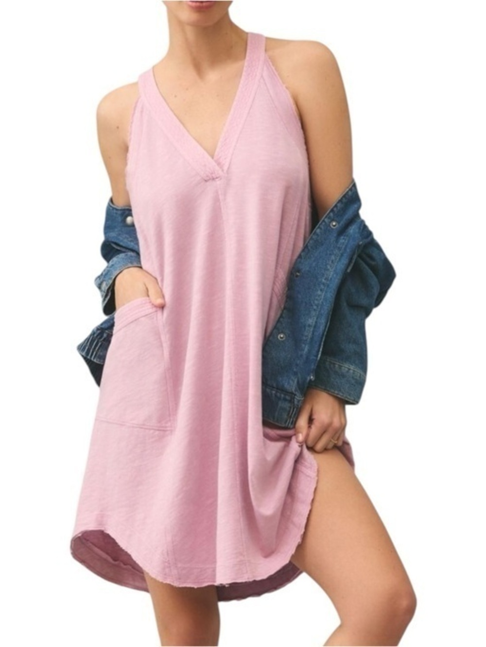Daily Practice by Anthropologie XXS Light Lavender The Carlie V-Neck Mini Dress